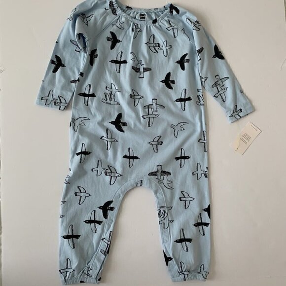 NWT Tea Collection Baby Girl Gathered Neck Seabirds print Romper - Picture 2 of 4